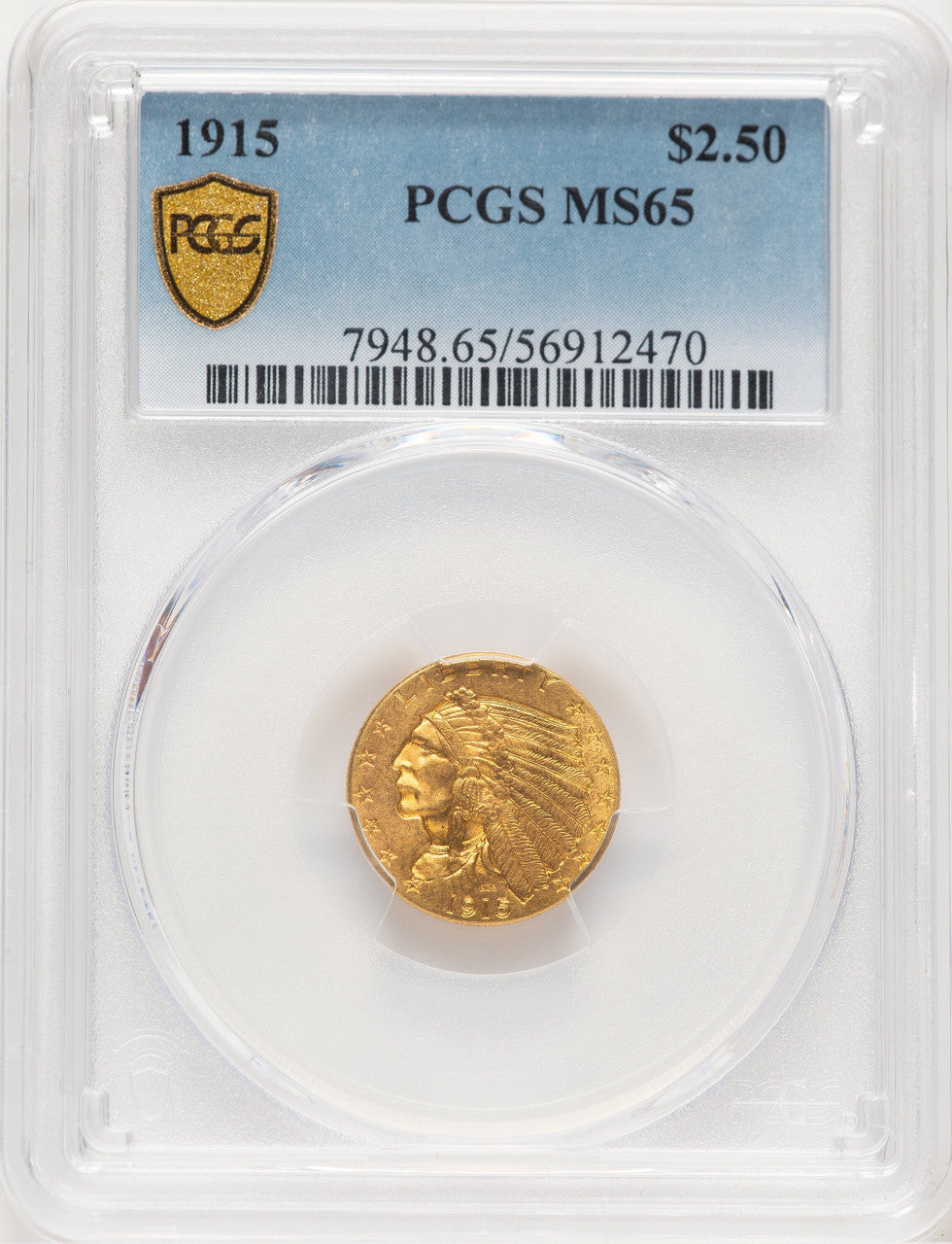 1915 $2.50 Blue Gradient Indian Quarter Eagle PCGS MS65