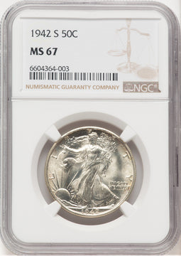 1942-S 50C Walking Liberty Half Dollar NGC MS67 (778782001)