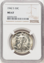 1942-S 50C Walking Liberty Half Dollar NGC MS67 (778782001)