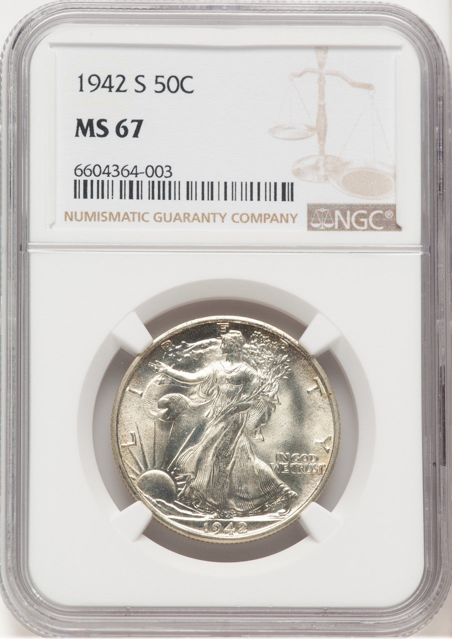 1942-S 50C Walking Liberty Half Dollar NGC MS67 (778782001)