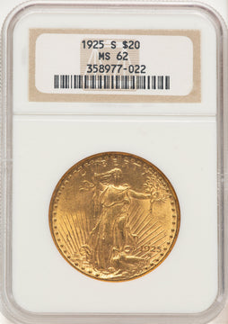 1925-S $20 Saint-Gaudens Double Eagle NGC MS62