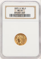 1925-D $2.50 Indian Quarter Eagle NGC MS65 (778842095)