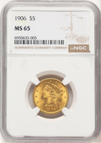 1906 $5 Liberty Half Eagle NGC MS65