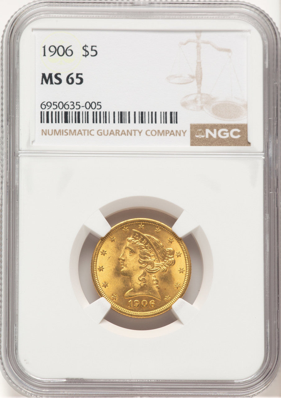 1906 $5 Liberty Half Eagle NGC MS65