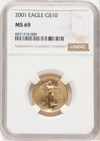 2001 Gold Eagle 1/4 oz Brown Label NGC MS69