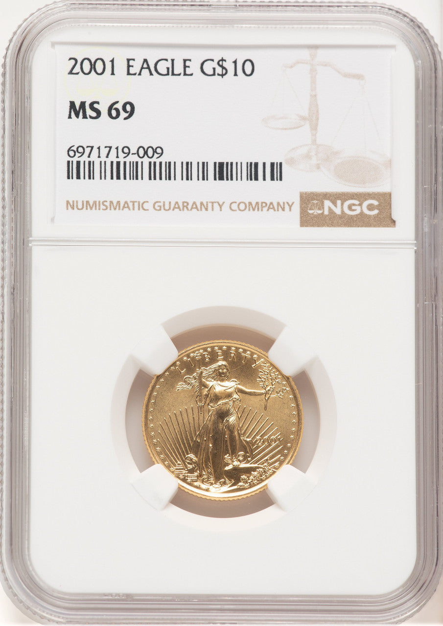 2001 Gold Eagle 1/4 oz Brown Label NGC MS69