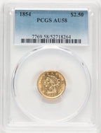 1854 $2.50 Liberty Quarter Eagle PCGS AU58