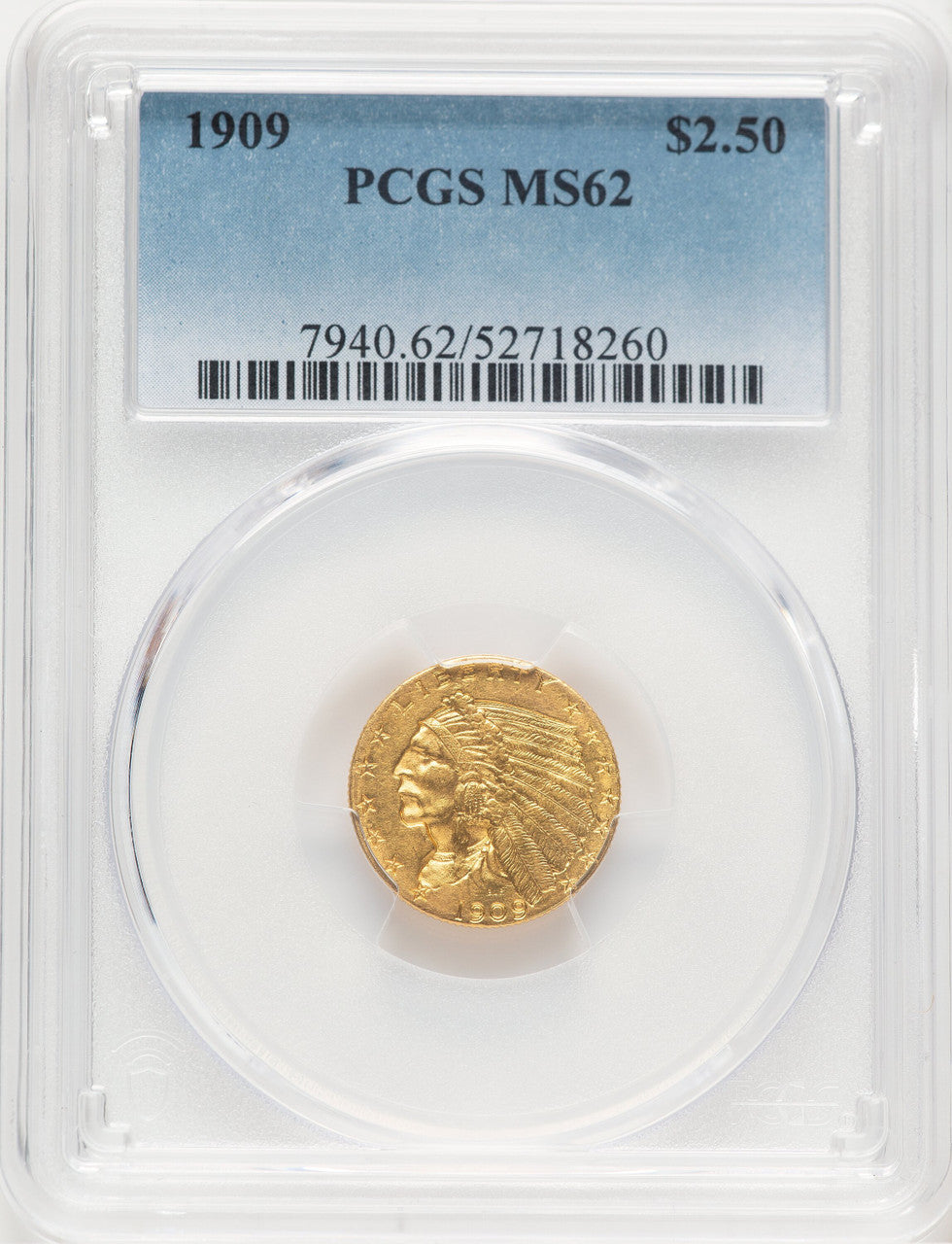 1909 $2.50 Indian Quarter Eagle PCGS MS62 (778883003)