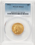 1911 $5 Indian Half Eagle PCGS MS63 (778883005)