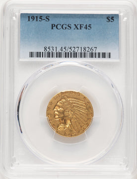 1915-S $5 Indian Half Eagle PCGS XF45