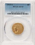 1915-S $5 Indian Half Eagle PCGS XF45