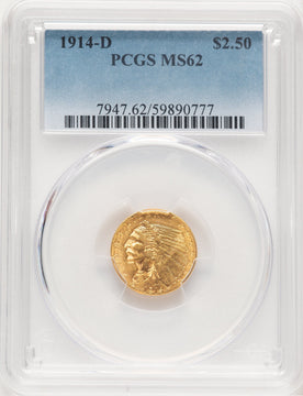 1914-D $2.50 Indian Quarter Eagle PCGS MS62 (778883017)