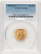 1914-D $2.50 Indian Quarter Eagle PCGS MS62 (778883017)