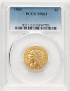 1909 $5 Indian Half Eagle PCGS MS63 (778883045)