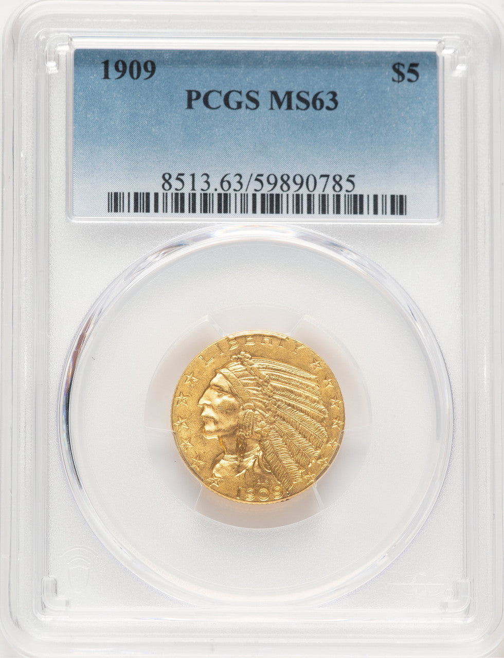 1909 $5 Indian Half Eagle PCGS MS63 (778883045)