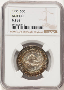 1936 50C Norfolk Commemorative Silver NGC MS67 (778892015)