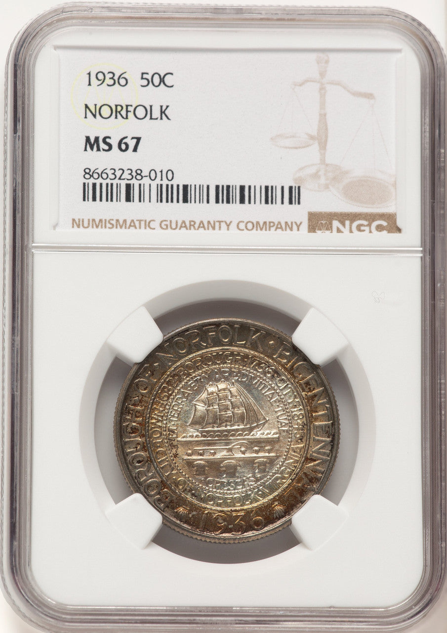1936 50C Norfolk Commemorative Silver NGC MS67 (778892015)