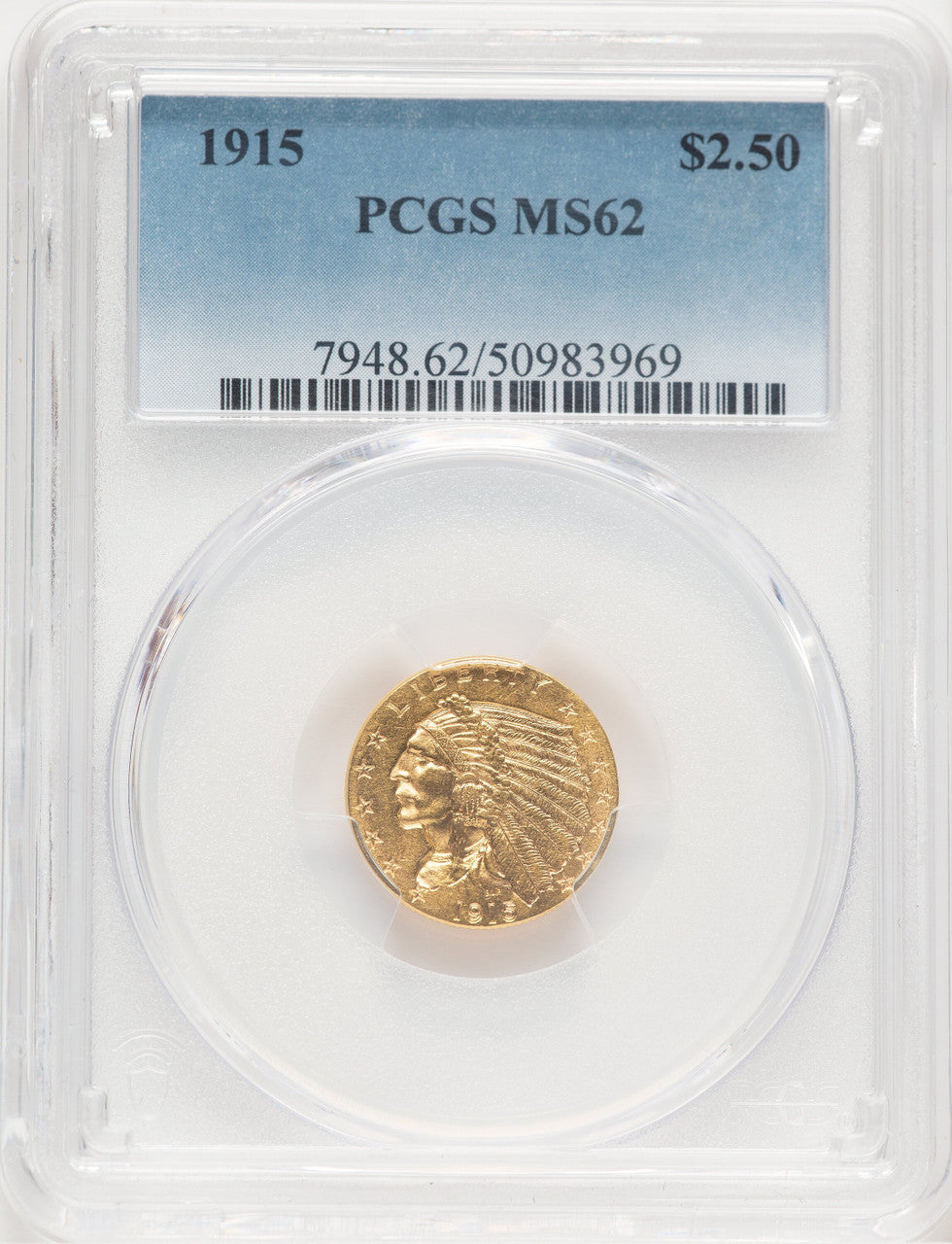 1915 $2.50 Indian Quarter Eagle PCGS MS62 (778894022)
