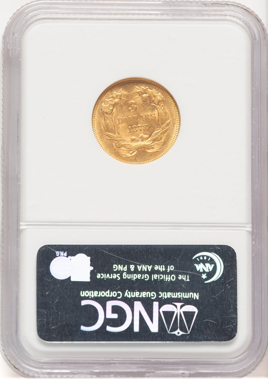 1878 $3 Three Dollar Gold Pieces NGC MS62 (778911001)