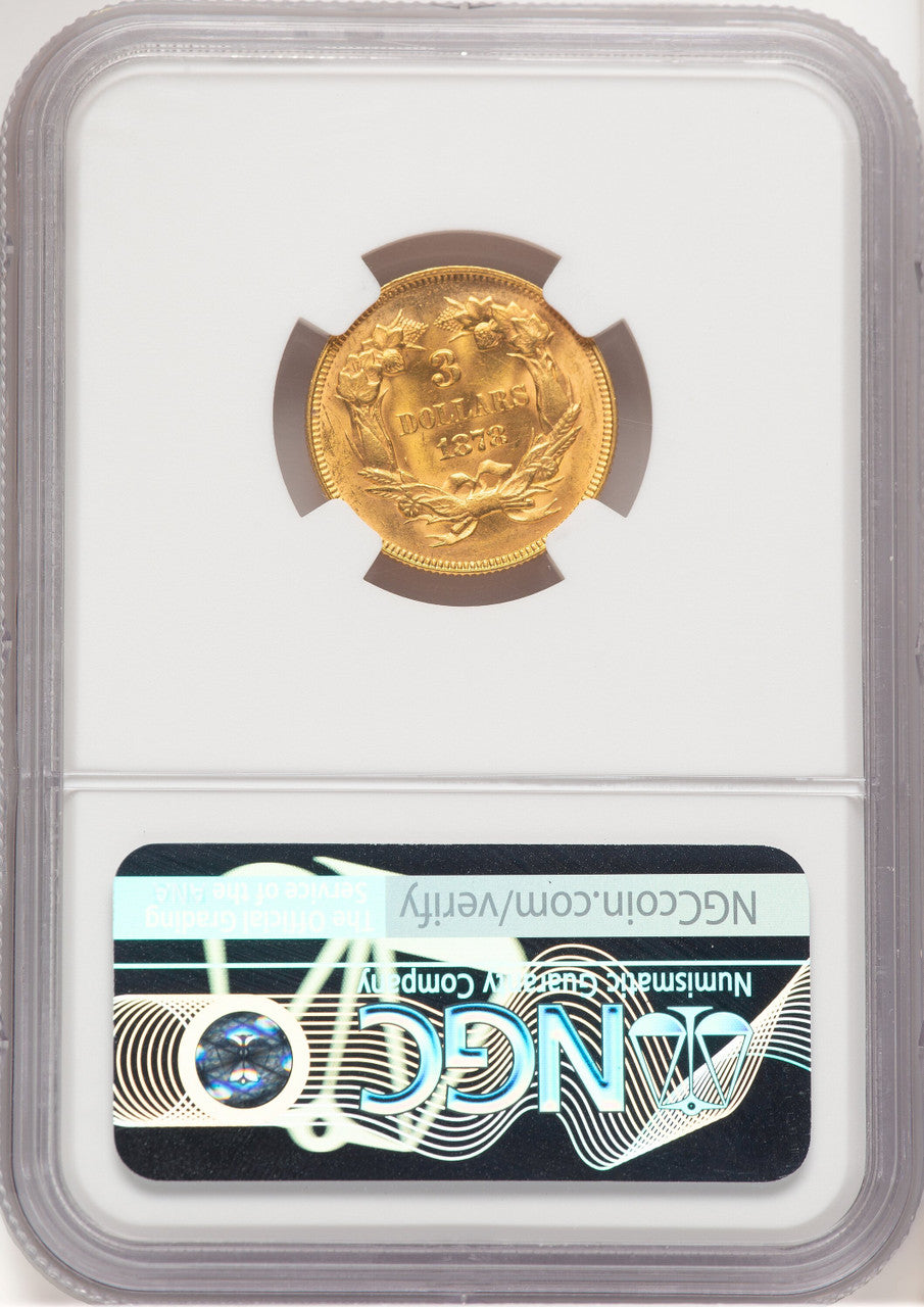 1878 $3 Three Dollar Gold Pieces NGC MS63 (778911004)