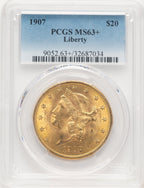 1907 $20 Liberty Liberty Double Eagle PCGS MS63+