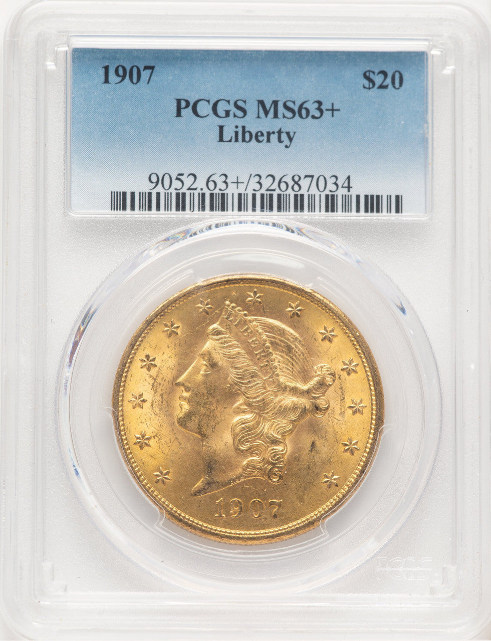 1907 $20 Liberty Liberty Double Eagle PCGS MS63+