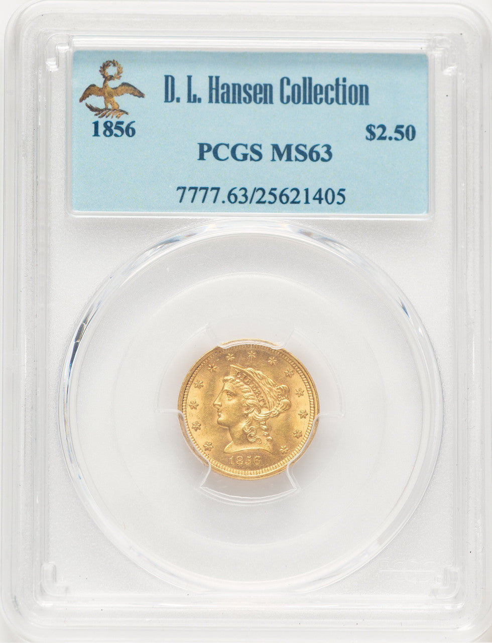 1856 $2.50 Liberty Quarter Eagle PCGS MS63