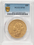 1862 $20 Liberty Double Eagle PCGS XF40