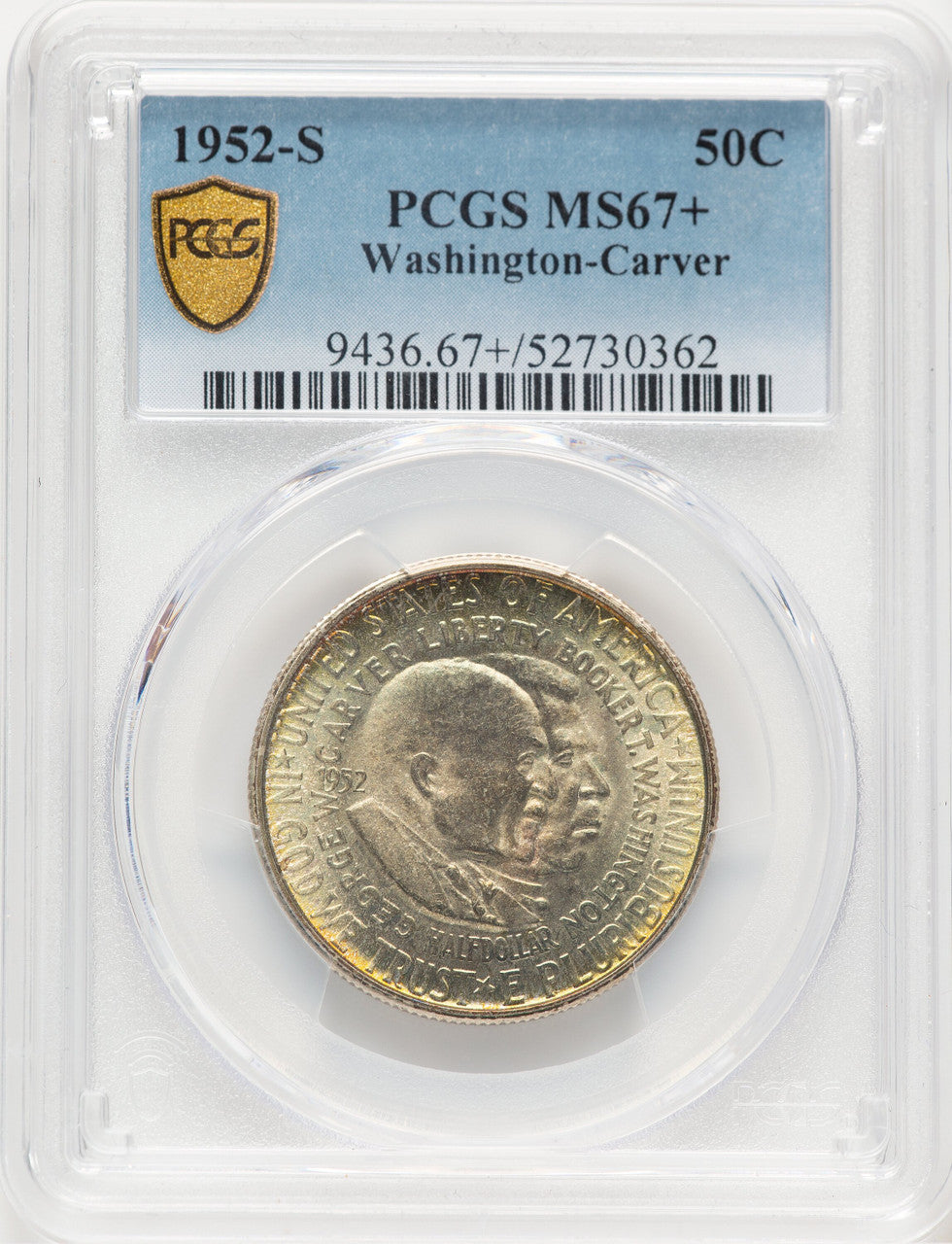 1952-S 50C Washington-Carver Commemorative Silver PCGS MS67+