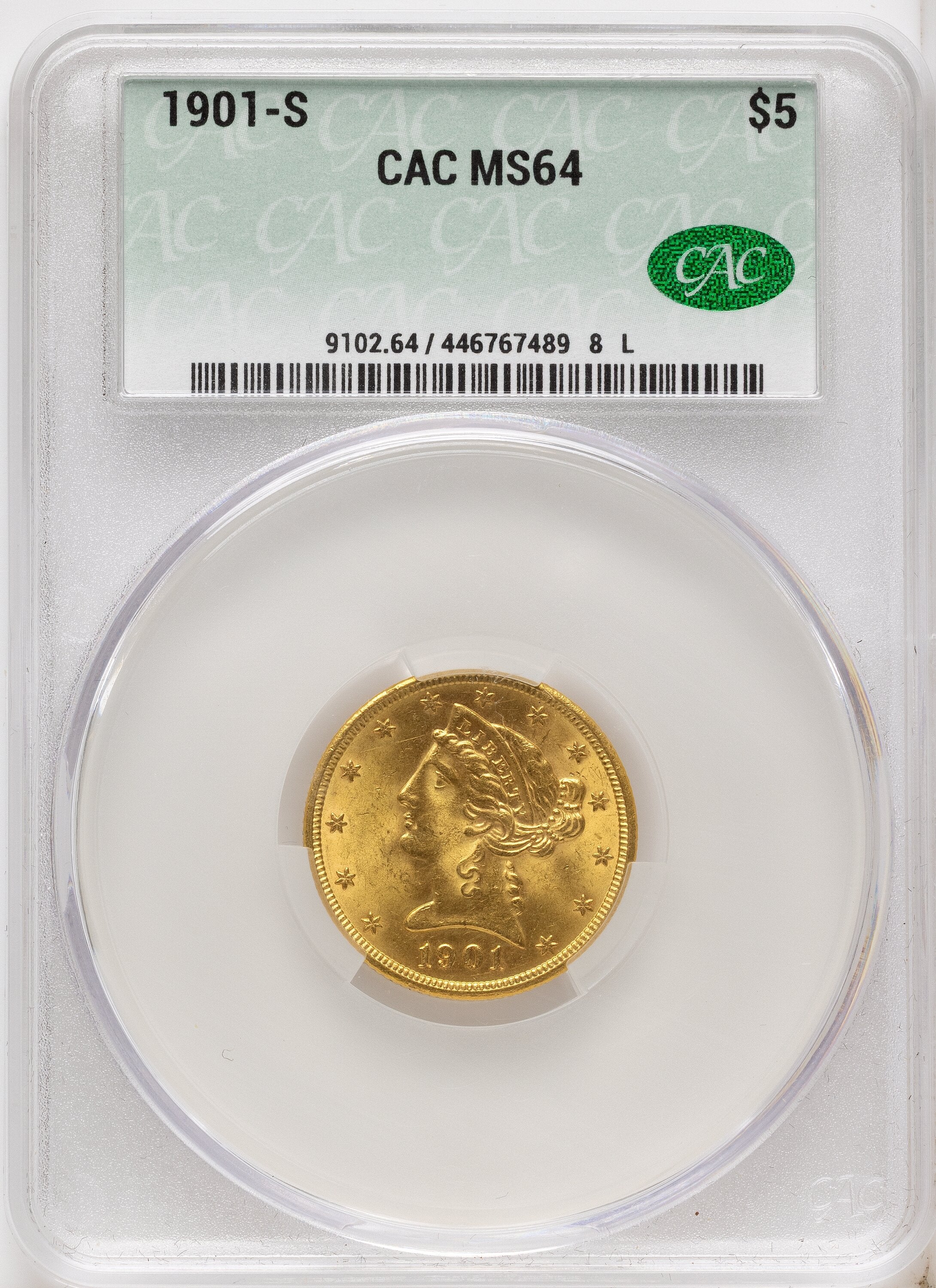 1901-S $5 Liberty Half Eagle CACG MS64