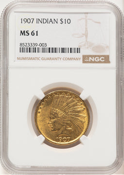 1907 $10 No Motto Indian Eagle NGC MS61 (778949003)
