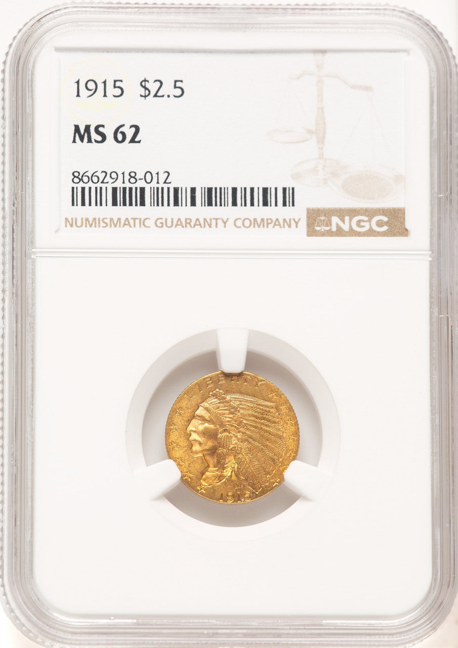 1915 $2.50 Indian Quarter Eagle NGC MS62 (778950011)