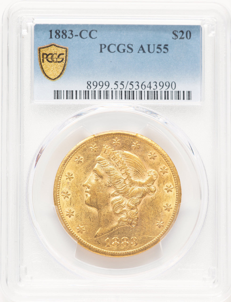 1883-CC $20 Liberty Double Eagle PCGS AU55 (778953001)