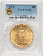1920-S $20 Saint-Gaudens Double Eagle PCGS MS61