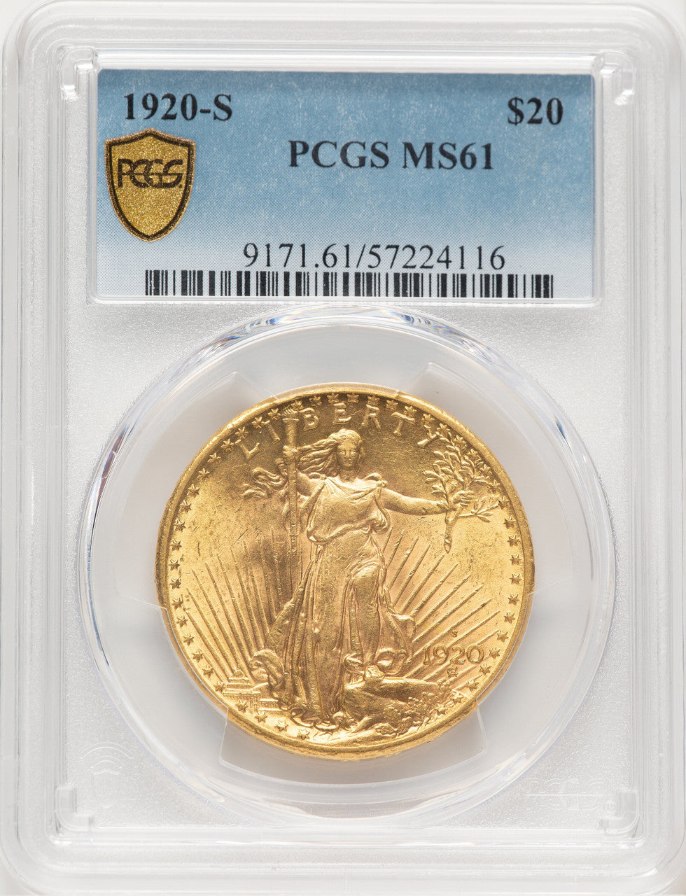 1920-S $20 Saint-Gaudens Double Eagle PCGS MS61
