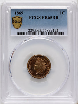1869 1C RB Proof Indian Cent PCGS PR65
