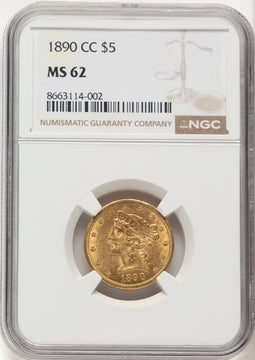 1890-CC $5 Liberty Half Eagle NGC MS62 (778956028)