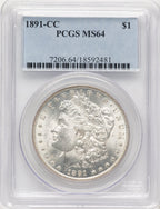 1891-CC Morgan Dollar PCGS MS64 (778956032)