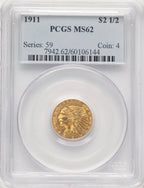1911 $2.50 Indian Quarter Eagle PCGS MS62 (778956035)