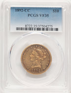 1892-CC $10 Liberty Eagle PCGS VF35