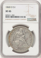 1860-O Seated Dollar NGC XF45