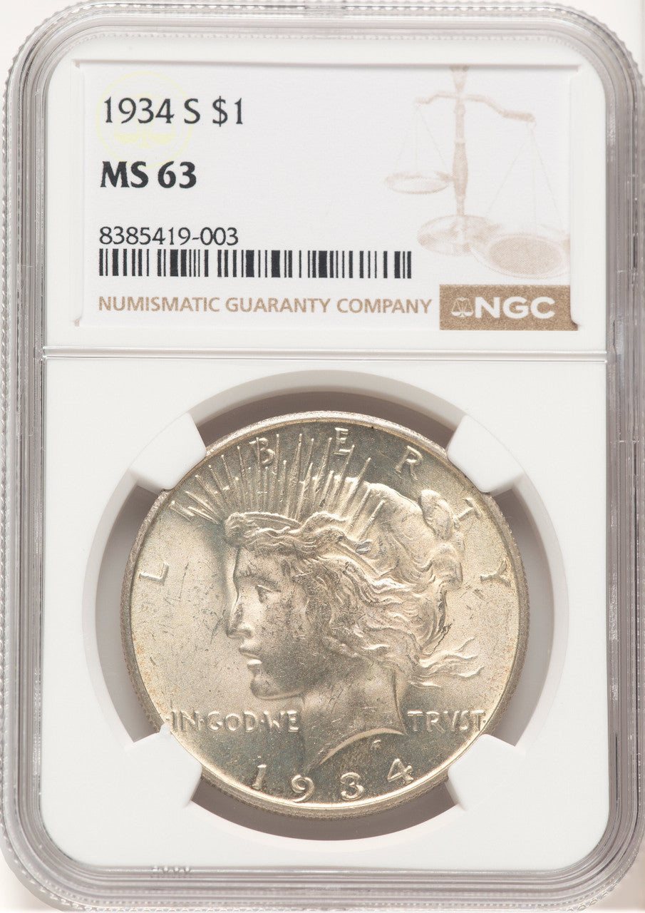 1934-S Peace Dollar NGC MS63