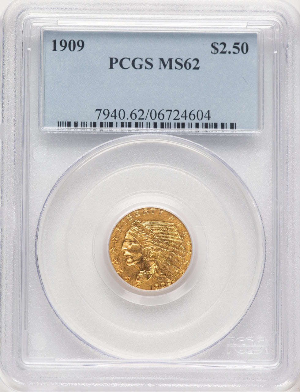 1909 $2.50 Indian Quarter Eagle PCGS MS62 (778970005)