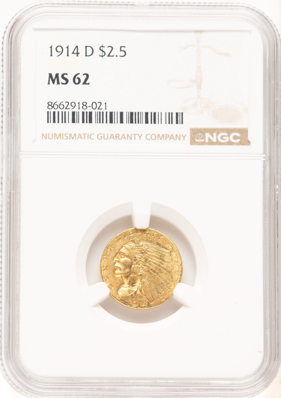 1914-D $2.50 Indian Quarter Eagle NGC MS62 (778970006)