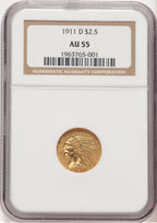 1911-D $2.50 Indian Quarter Eagle NGC AU55 (778970015)