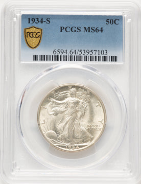1934-S 50C Walking Liberty Half Dollar PCGS MS64