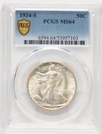 1934-S 50C Walking Liberty Half Dollar PCGS MS64