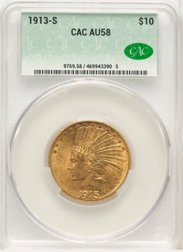 1913-S $10 Indian Eagle CACG AU58