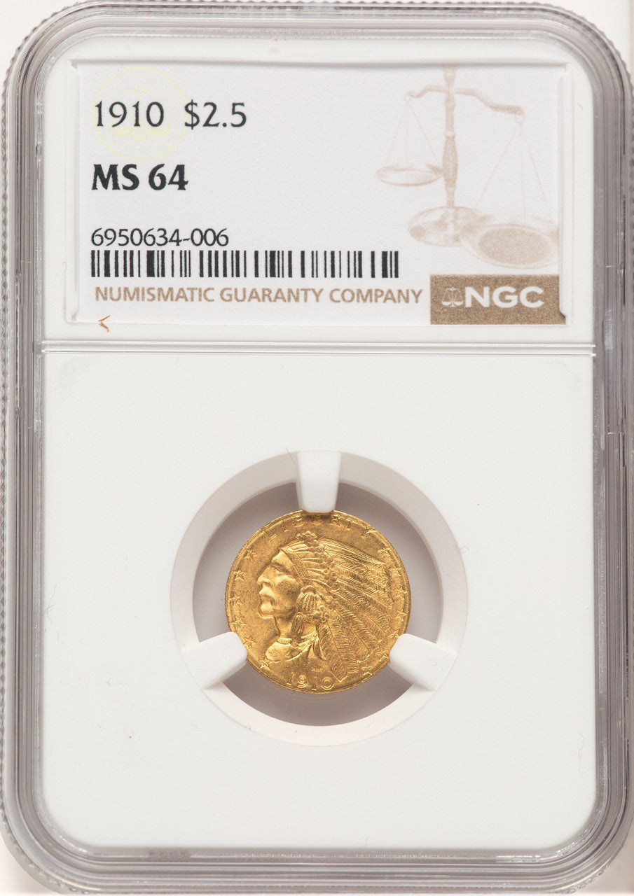 1910 $2.50 Indian Quarter Eagle NGC MS64 (778971044)