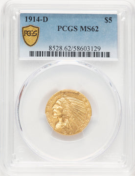 1914-D $5 Indian Half Eagle PCGS MS62